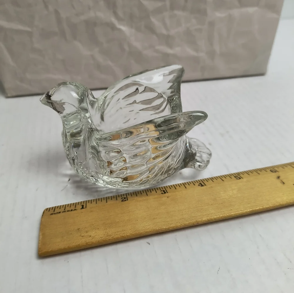 Avon Vintage Clear Glass Dove Candle Holder Genuine
